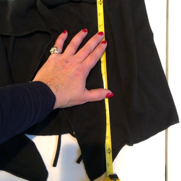 Christine Gerard large black open front cotton top cardigan tie 2 tighten waist - Picture 11 of 12